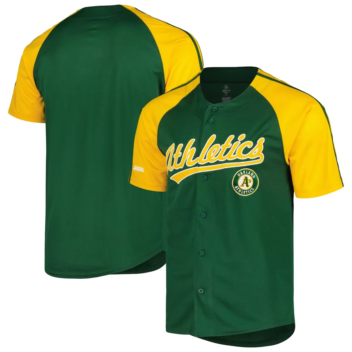 Custom Oakland Athletics Jersey Green Men Replica Yellow