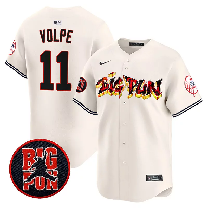 Anthony Volpe 11 New York Yankees Jersey Cream Big Pun Men Authentic Alternate Custom Design
