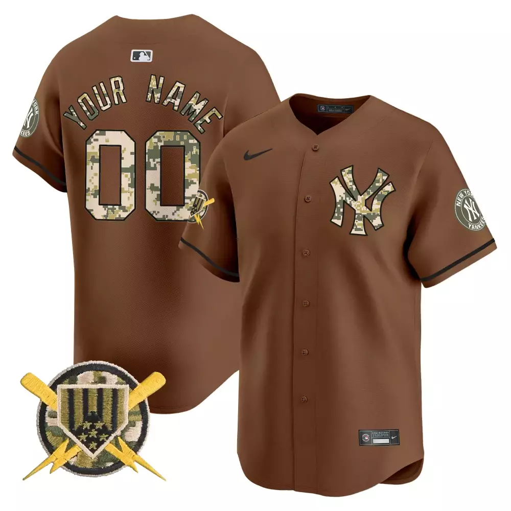 Custom New York Yankees Jersey Brown Gothic Sin City Men Authentic Design Black Vapor