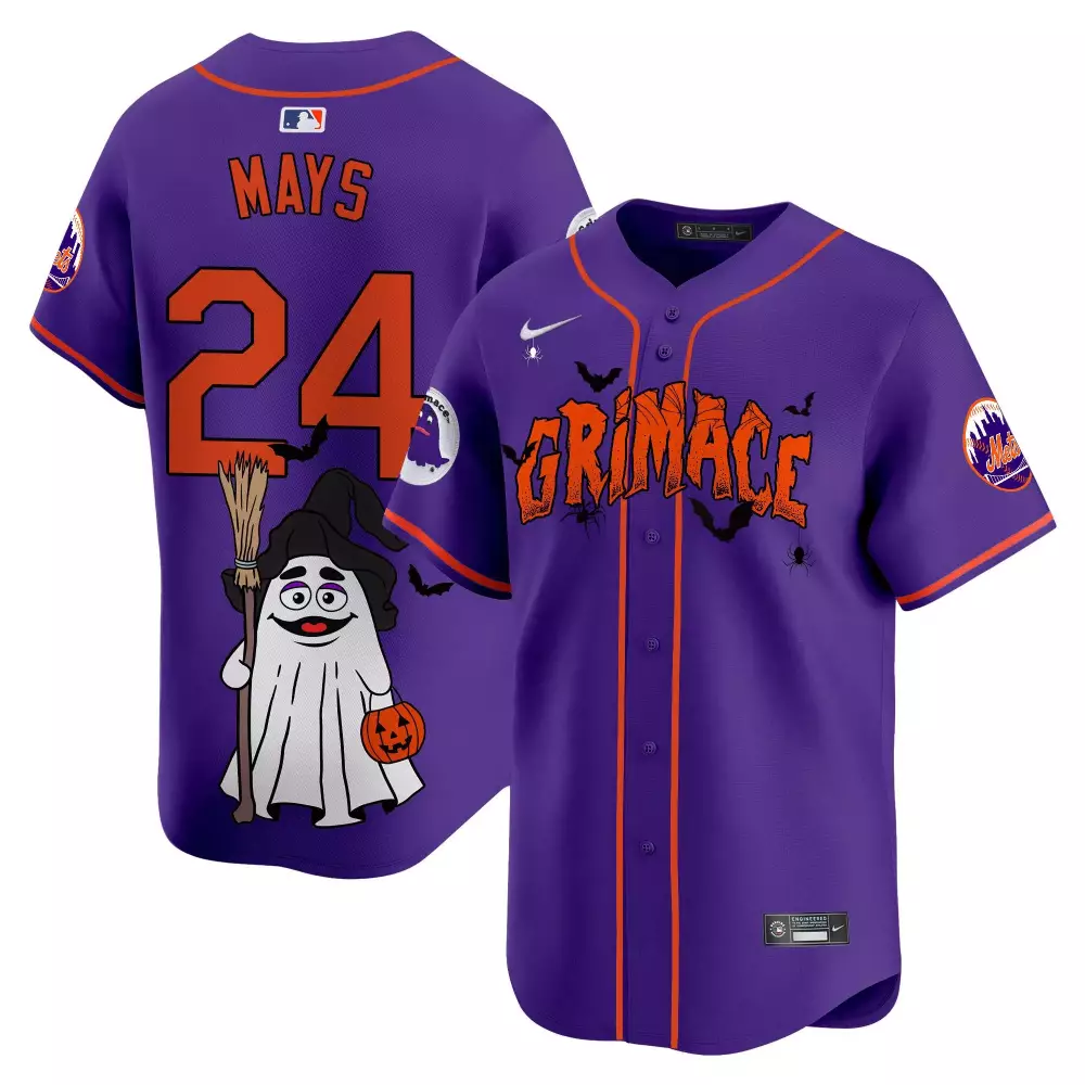 Willie Mays 24 New York Mets Jersey Purple Grimace Halloween Men Authentic Alternate