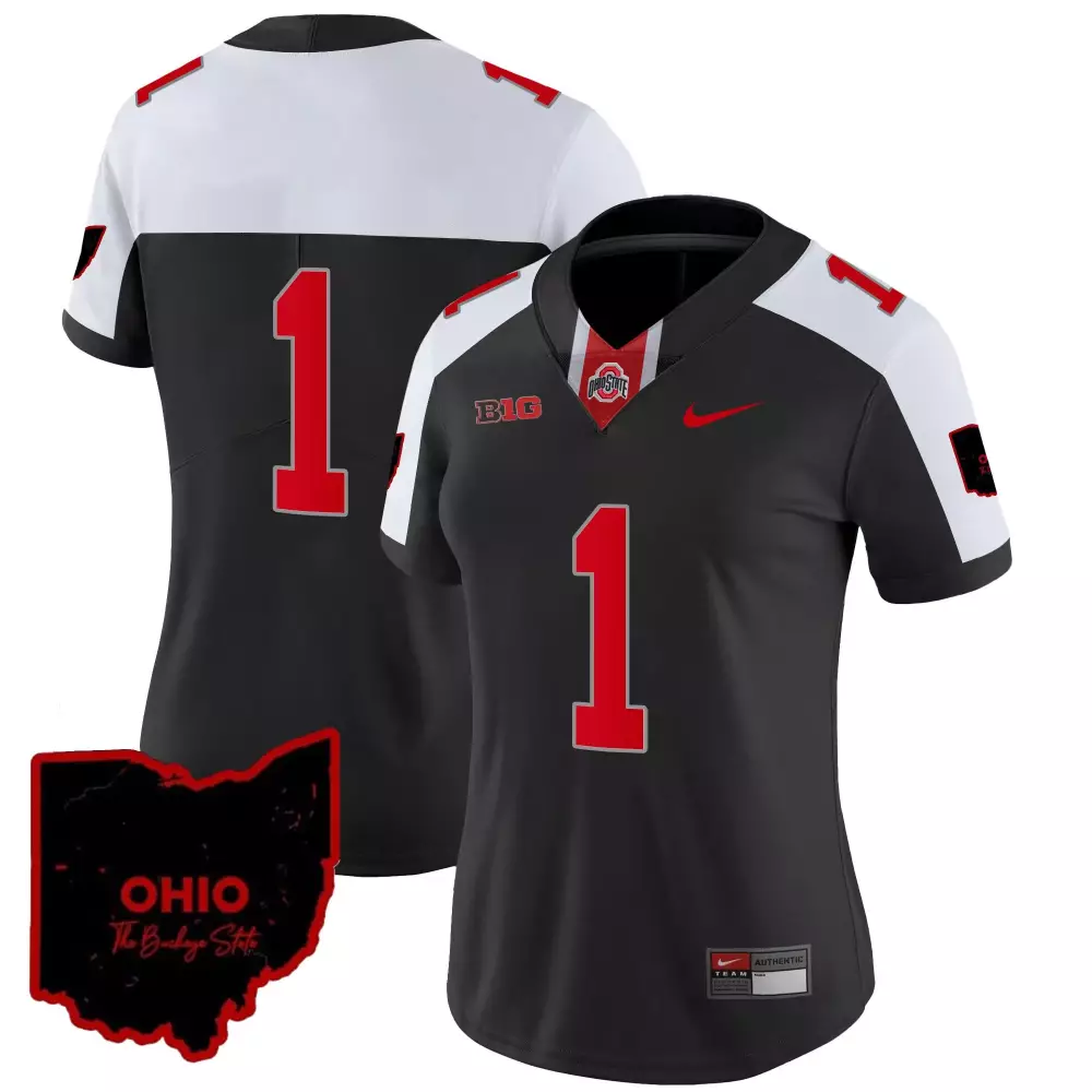 Custom Ohio State Buckeyes Jersey Black The Buckeye Women Authentic White Red Alternate