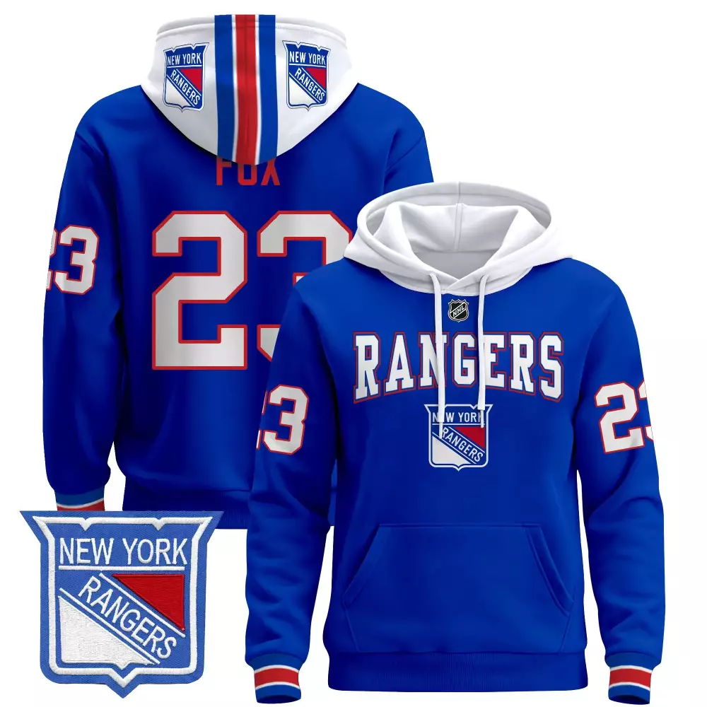 Adam Fox 23 New York Rangers Jersey Blue Men Hoodie White Red All Stitched