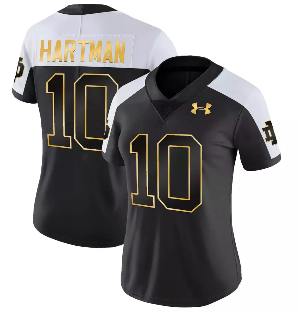 Hartman Fighting 10 Jersey Black Gothic Sin City Notre Dame Irish Women Stitched