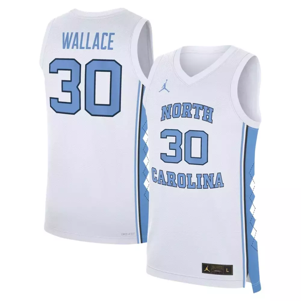 Rasheed Wallace 30 Jersey White North Carolina Tar Heels Men Authentic Light Blue