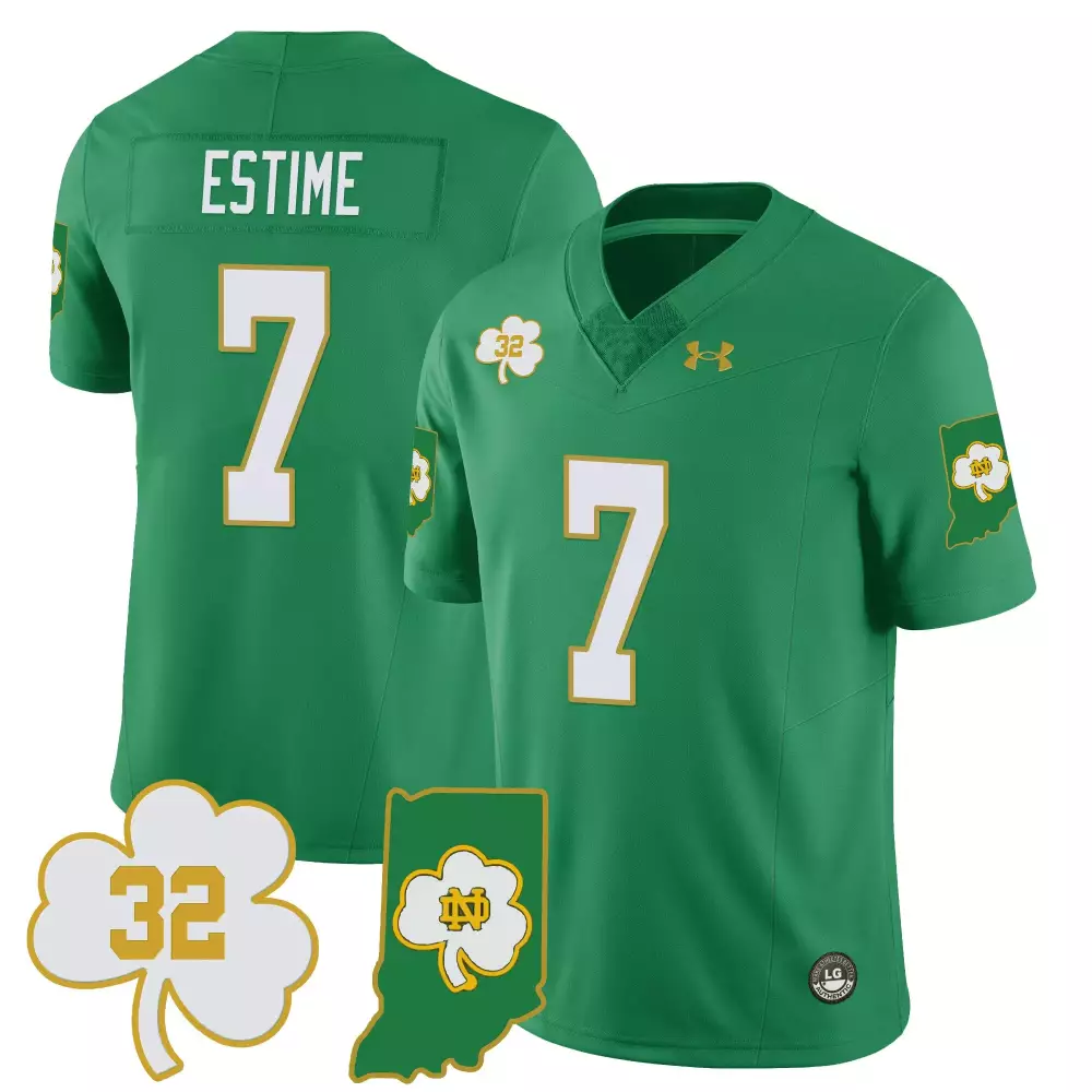 Audric Estime 7 Jersey Green Indiana Notre Dame Fighting Irish Men Authentic White