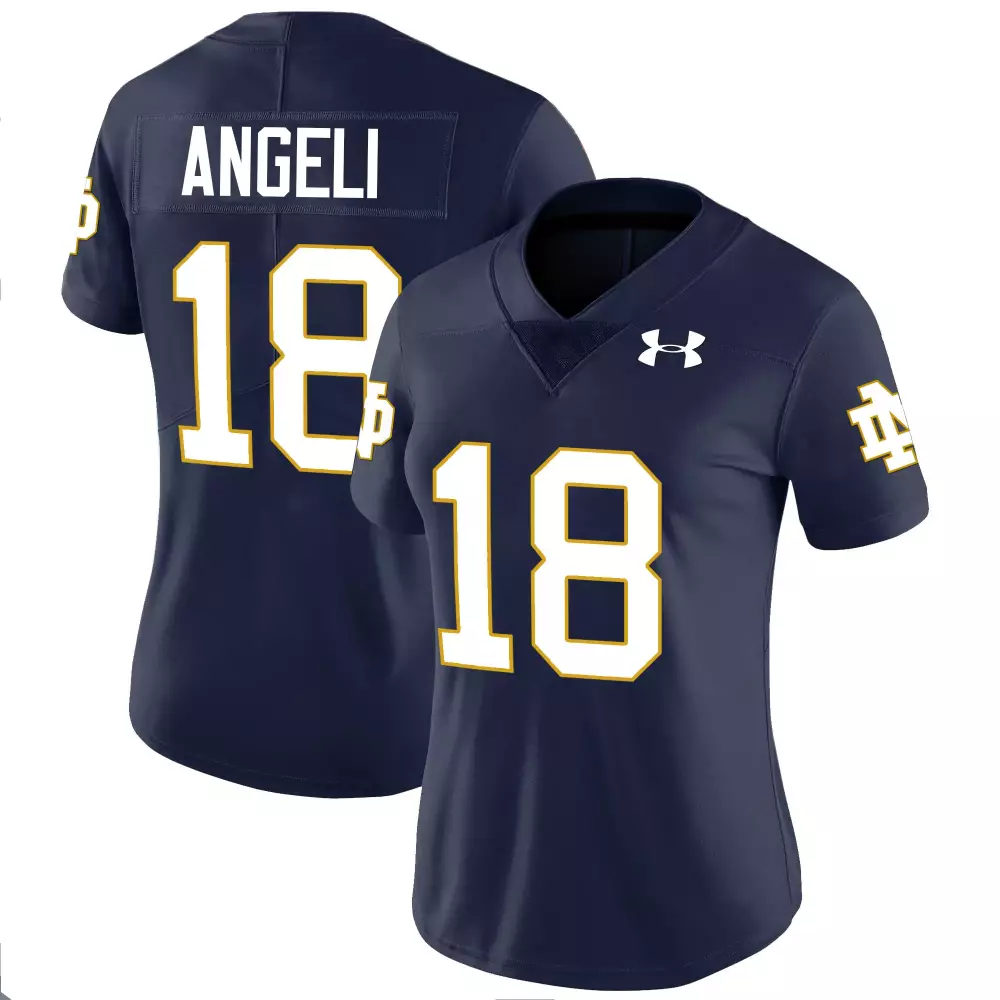 Angeli Fighting 18 Jersey Navy Blue Notre Dame Irish Women Authentic Gold White All
