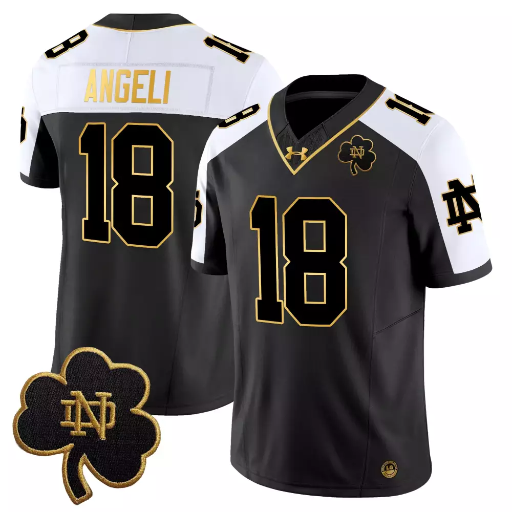Angeli Fighting 18 Jersey Black Notre Dame Irish Men Stitched Alternate White Gold