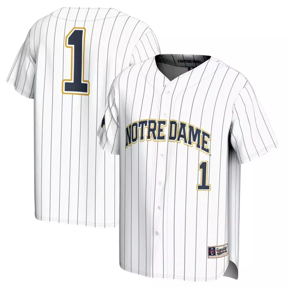 Custom Notre Dame Jersey White Men Replica Navy Gold Gameday