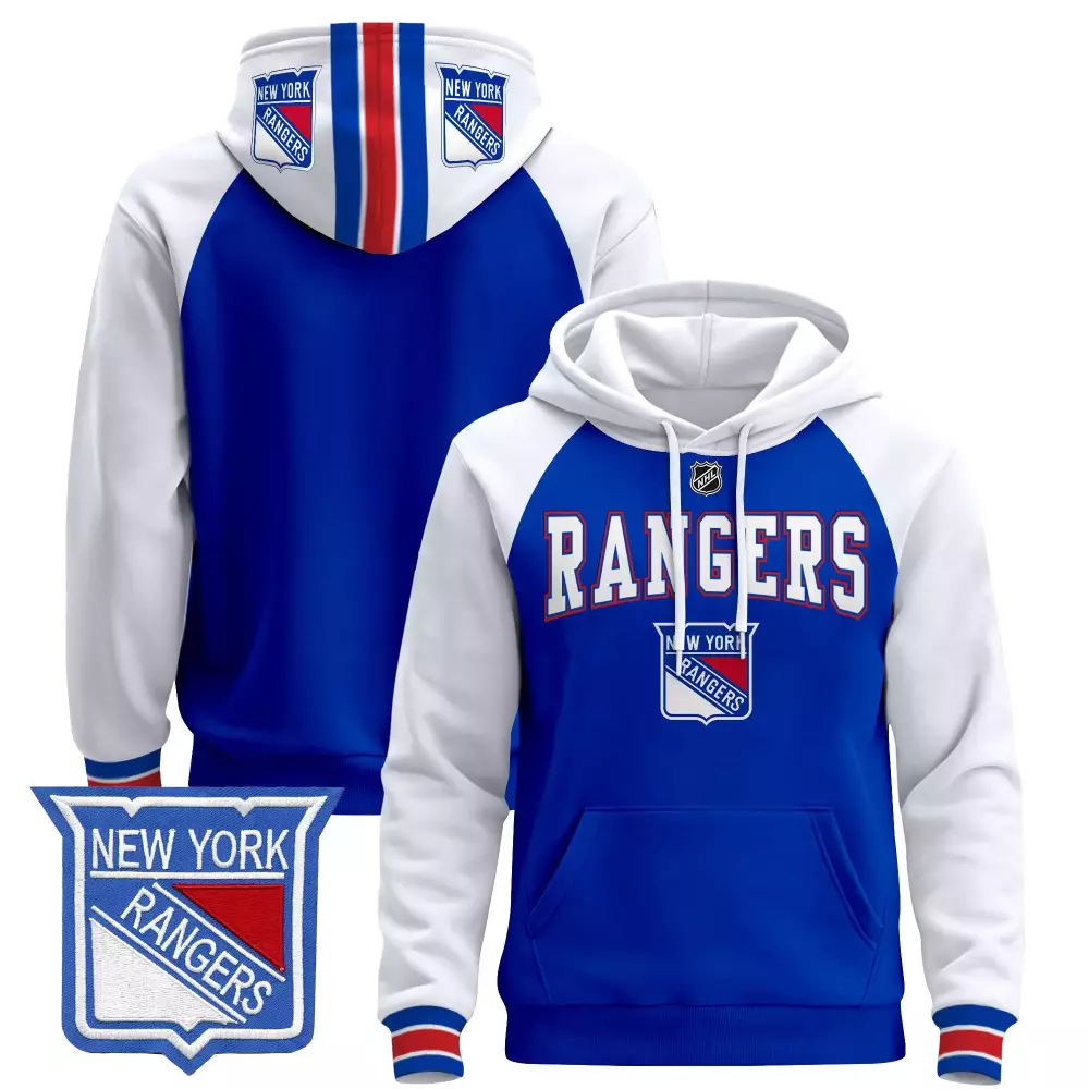 Custom New York Rangers Jersey Blue Men Hoodie White Red All Stitched Alternate