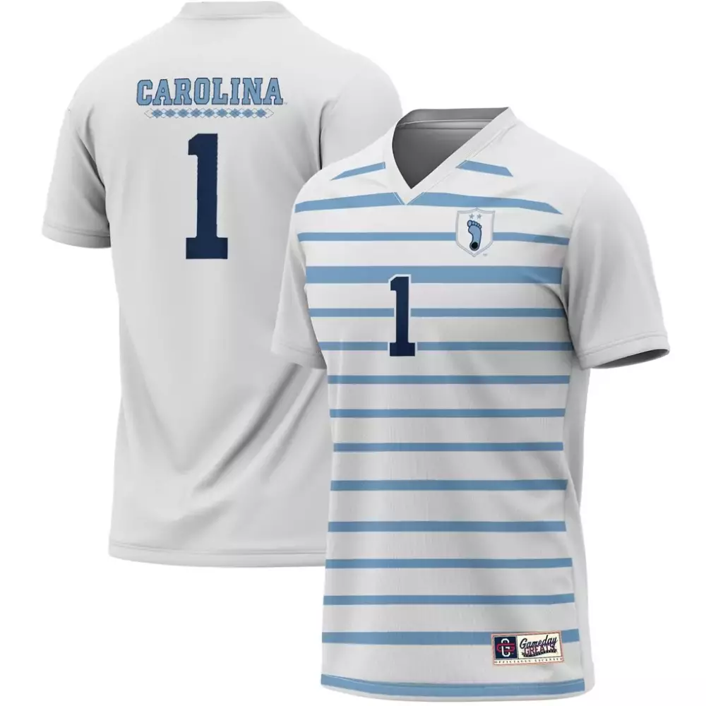 Custom North Carolina Tar Heels 1 Jersey White Men Replica Light Blue Gameday Fashion