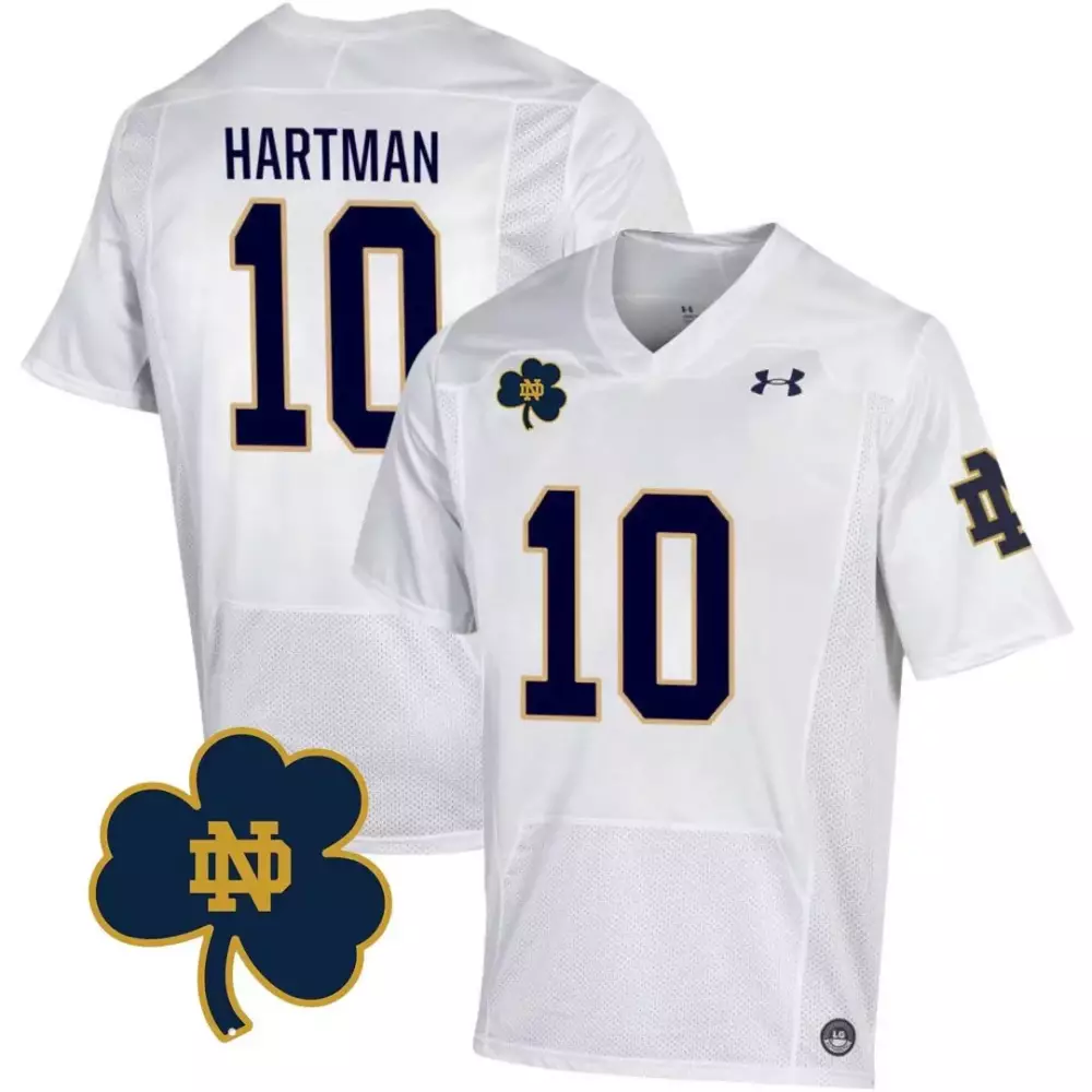 Sam Hartman 10 Jersey White Ncaa Notre Dame Fighting Irish Men Authentic Navy Blue