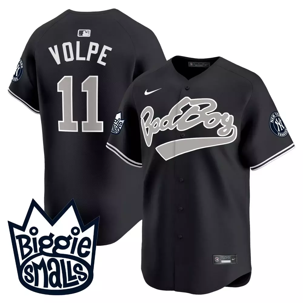 Anthony Volpe 11 New York Yankees Jersey Black Biggie Smalls Men Authentic Custom Design