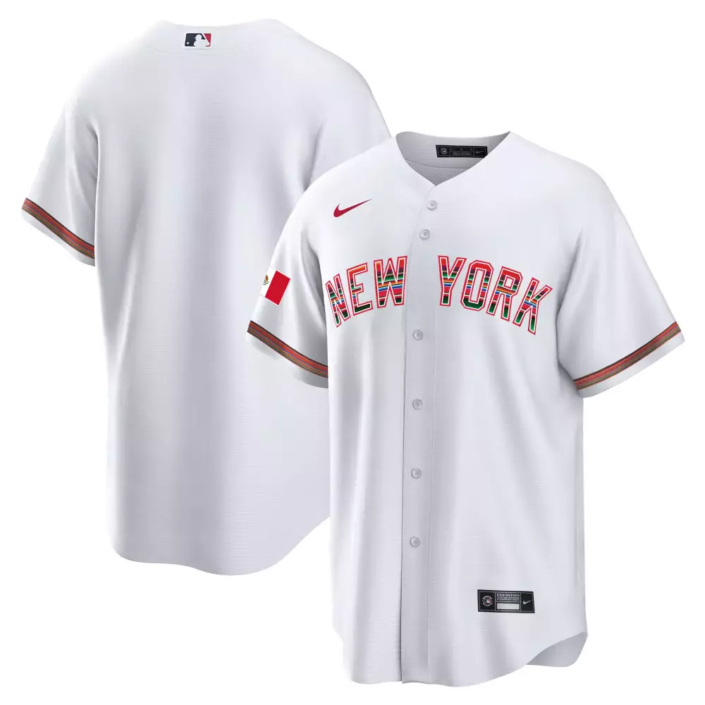 Custom New York Jersey White City Connect Mexico Flag Men Authentic Design Red Green
