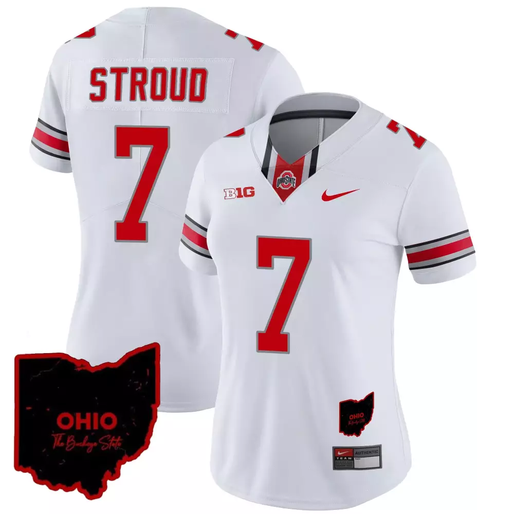 Stroud 7 Ohio State Buckeyes Jersey White Women Authentic Red Gray Black Vapor Limited