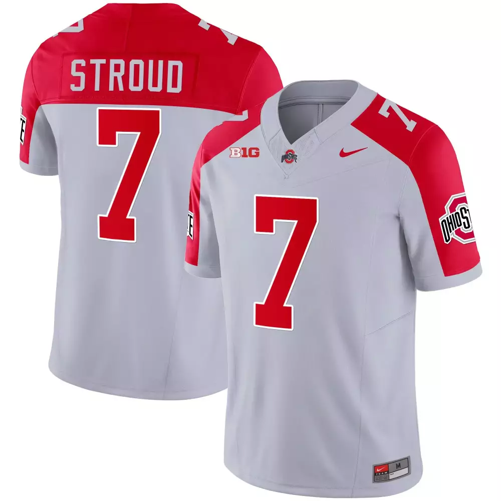 Cj Stroud 7 Ohio State Buckeyes Jersey Gray Men Authentic Alternate Red White All