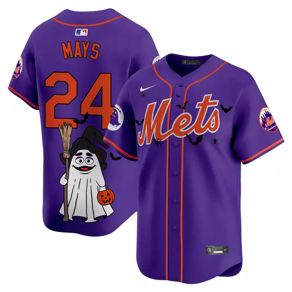 Willie Mays 24 New York Mets Jersey Purple Halloween Men Authentic Alternate Custom Design
