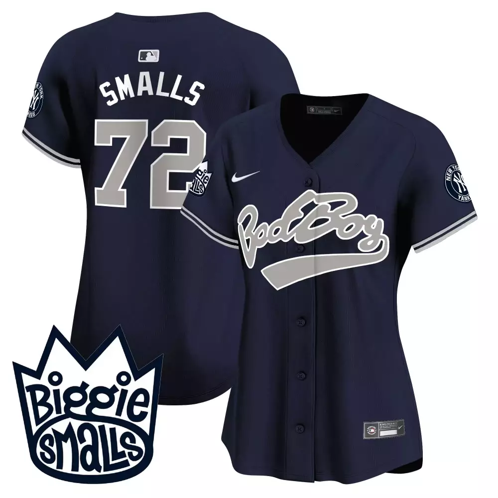 Smalls Biggie 72 New York Yankees Jersey Navy Men Stitched Gray White Alternate Vapor