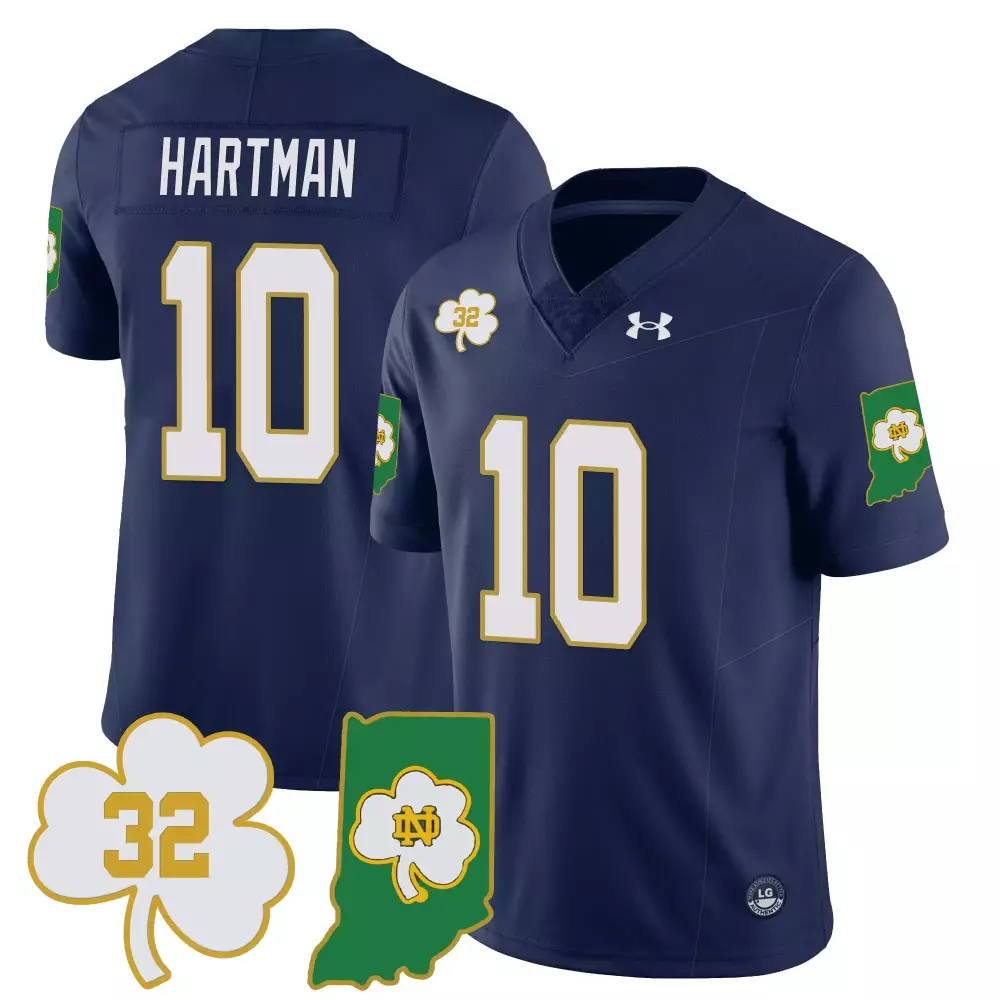 Sam Hartman 10 Jersey Navy Blue Ncaa Indiana Notre Dame Fighting Irish Men Authentic