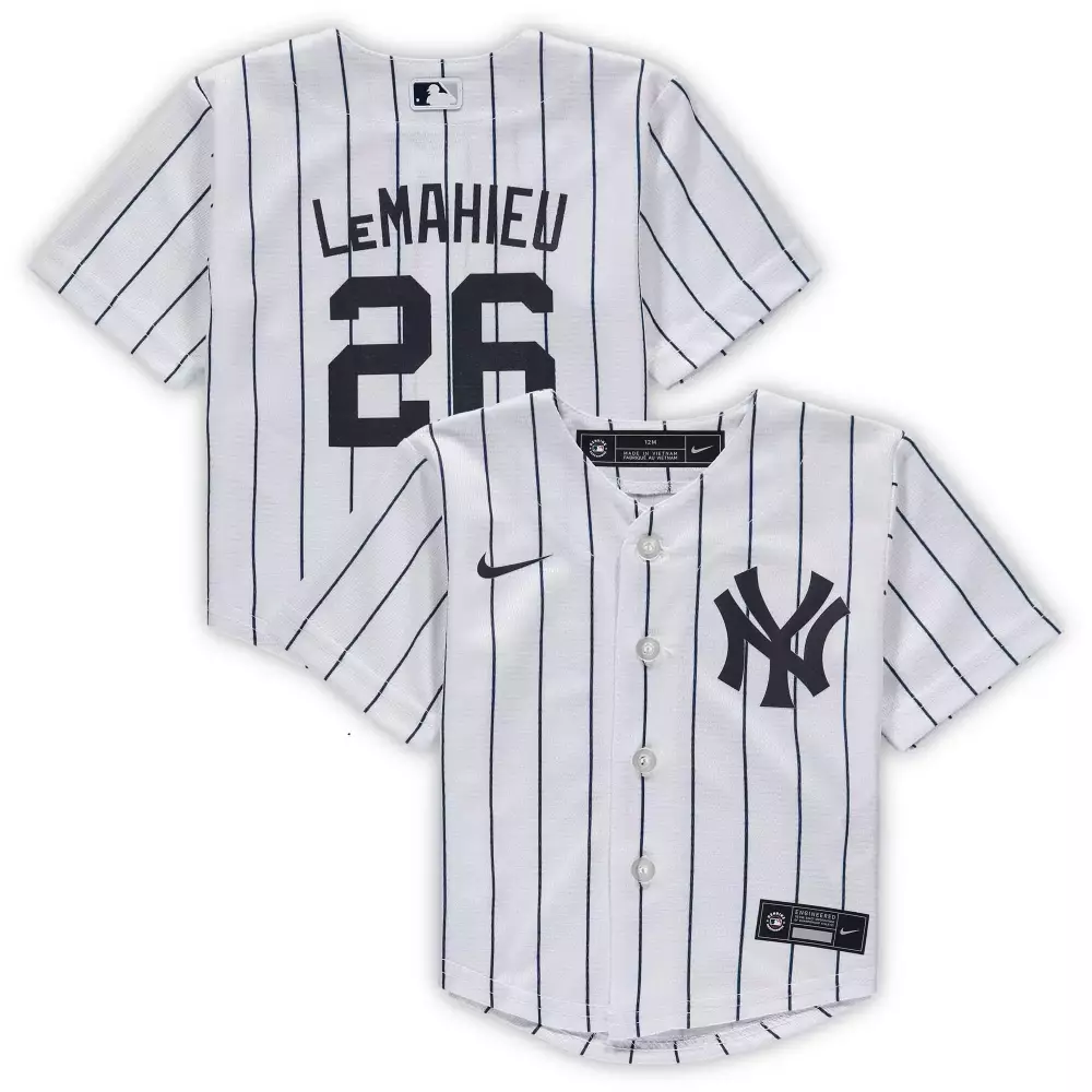 Dj Lemahieu 26 New York Yankees Jersey White Kids Authentic Navy Blue Home All Stitched