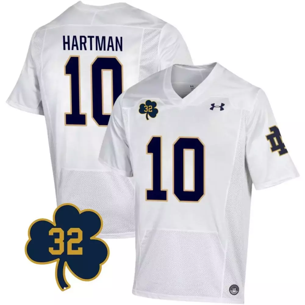 Sam Hartman 10 Jersey White Notre Dame Fighting Irish Men Stitched Navy Blue Gold