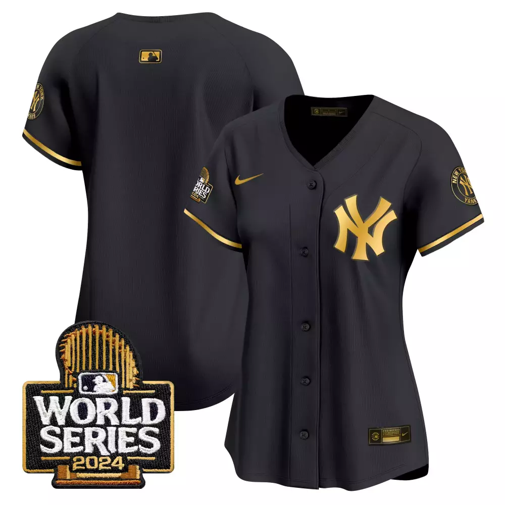 Custom New York Yankees Jersey Black World Series 2024 Women Stitched Gold Vapor