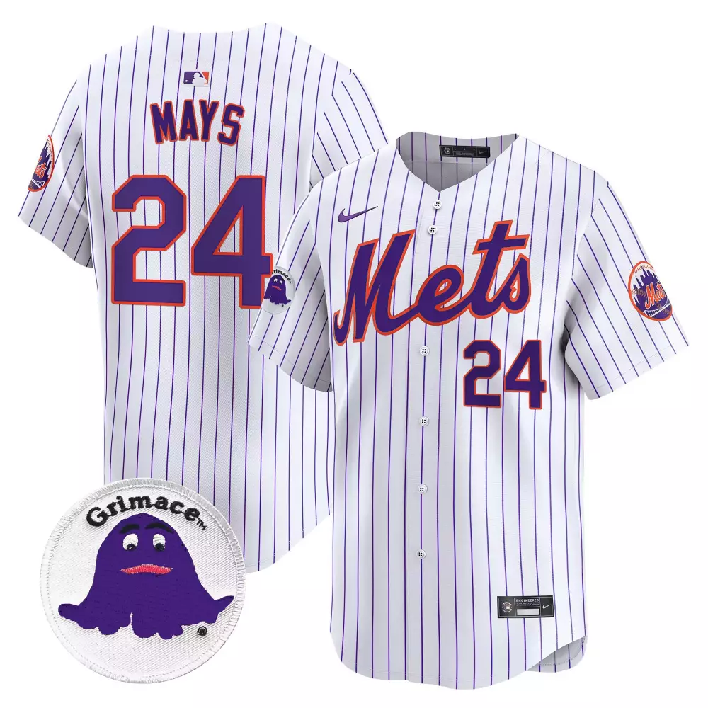 Willie Mays 24 New York Mets Jersey White Grimace Men Authentic Purple Vapor Premier