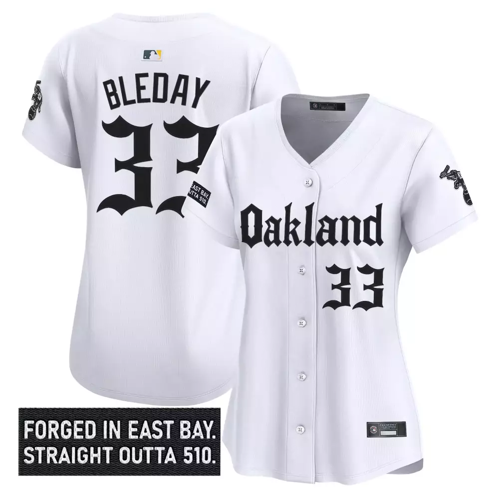 Bleday Oakland 33 Jersey White East Bay Athletics Men Authentic Alternate Black Vapor