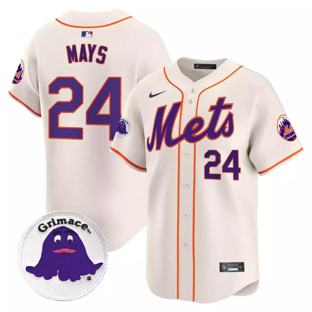 Willie Mays 24 New York Mets Jersey Cream Grimace Men Authentic Alternate Orange