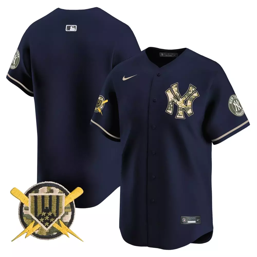 Custom New York Yankees Jersey Navy Camouflage Alternate Men Authentic Tan White