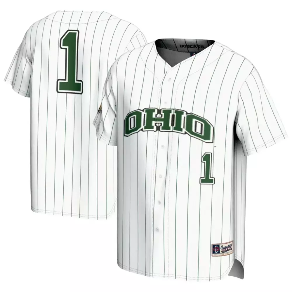 Custom Ohio Bobcats 1 Jersey White Men Stitched Green Gameday Fashion