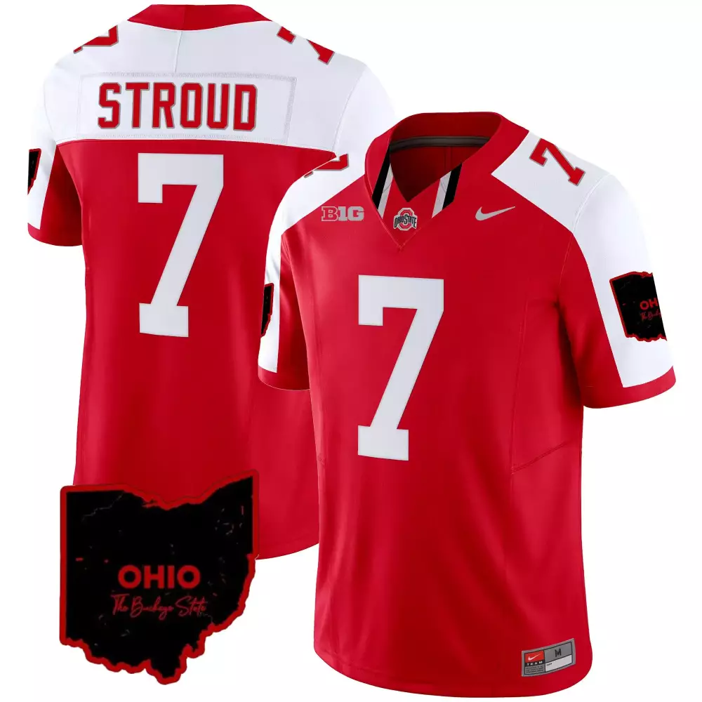 Stroud 7 Ohio State Buckeyes Jersey Red The Buckeye Big Ten Men Authentic White Black