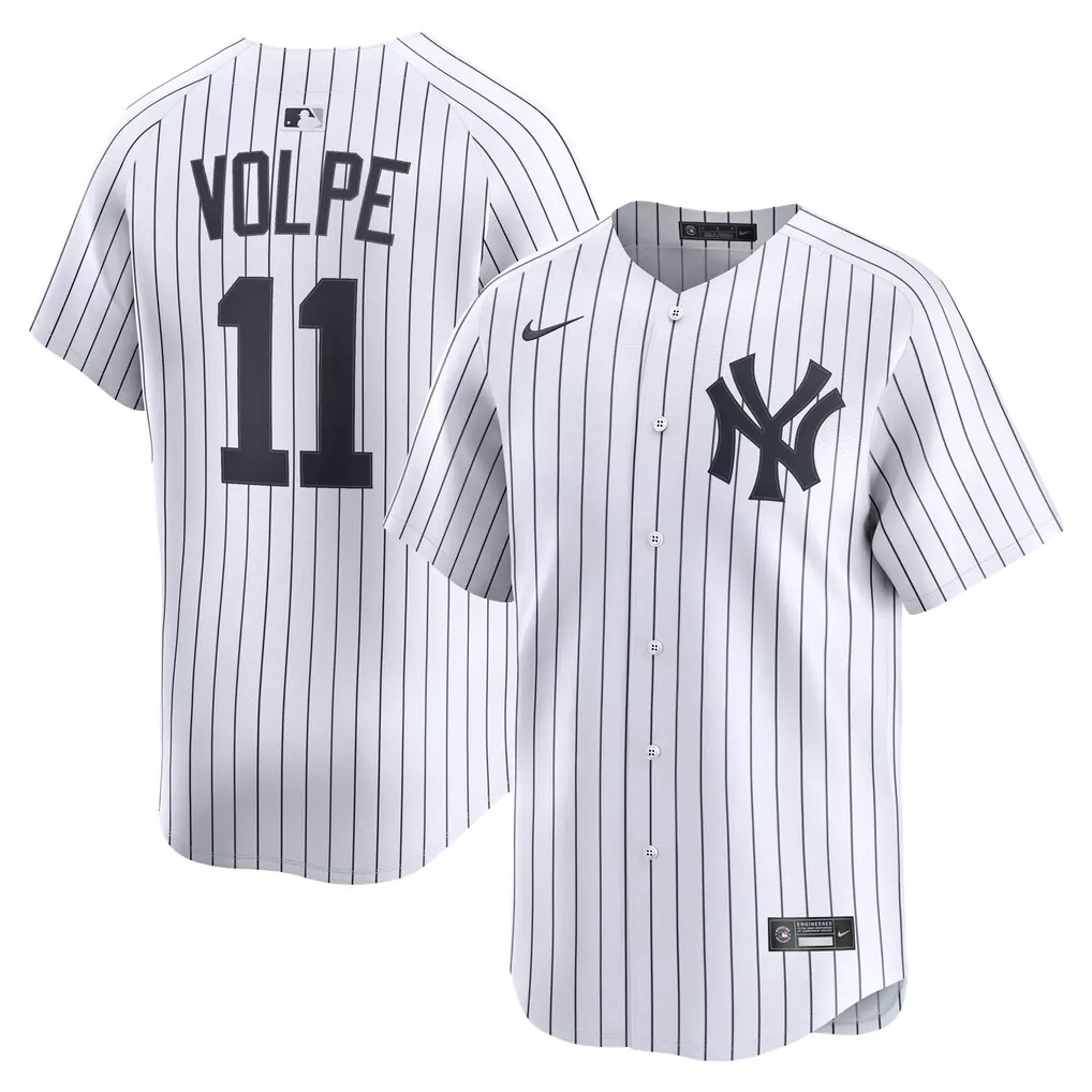 Anthony Volpe 11 New York Yankees Jersey White Men Stitched Navy Blue Home Limited