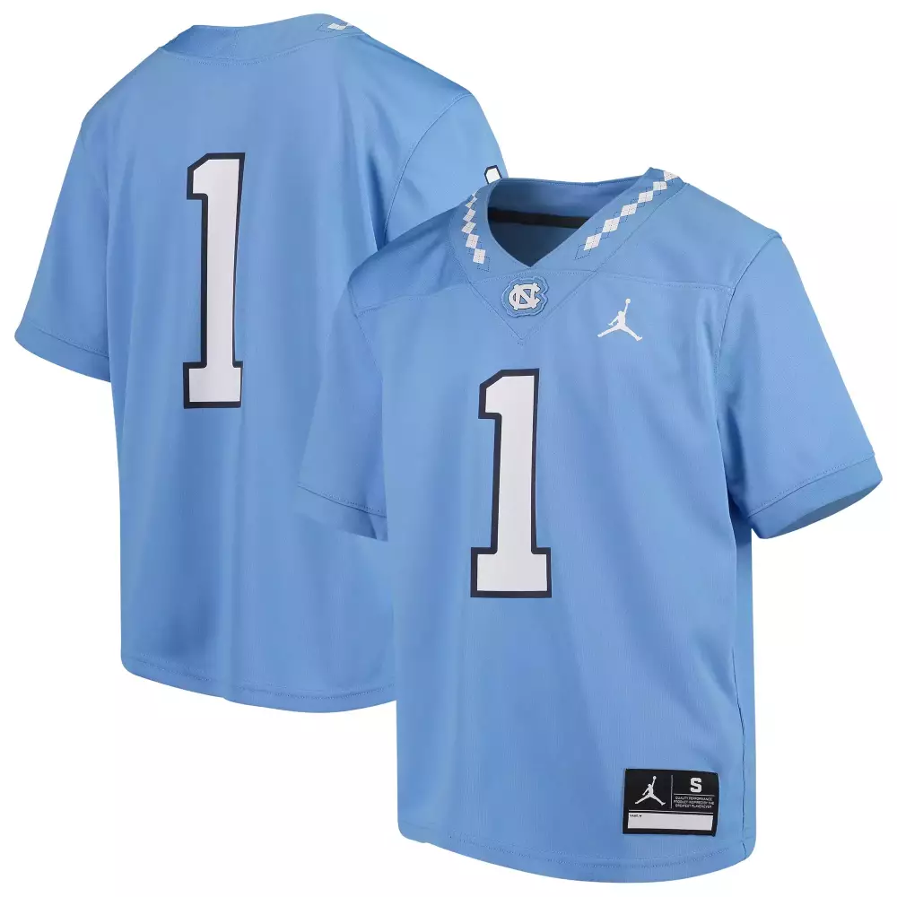 Custom North Carolina Tar Heels 1 Jersey Light Blue Youth Stitched White All Vapor