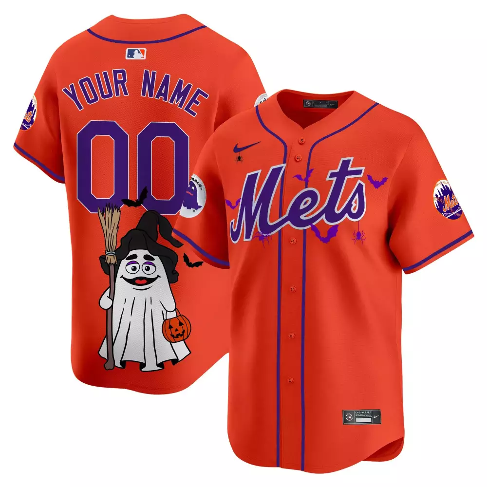 Custom New York Mets Jersey Orange Halloween Men Stitched Alternate Purple Vapor