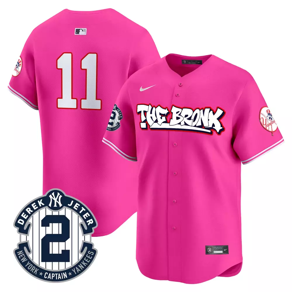 Custom New York Yankees 11 Jersey Pink The Bronx Derek Jeter Captain Men Stitched