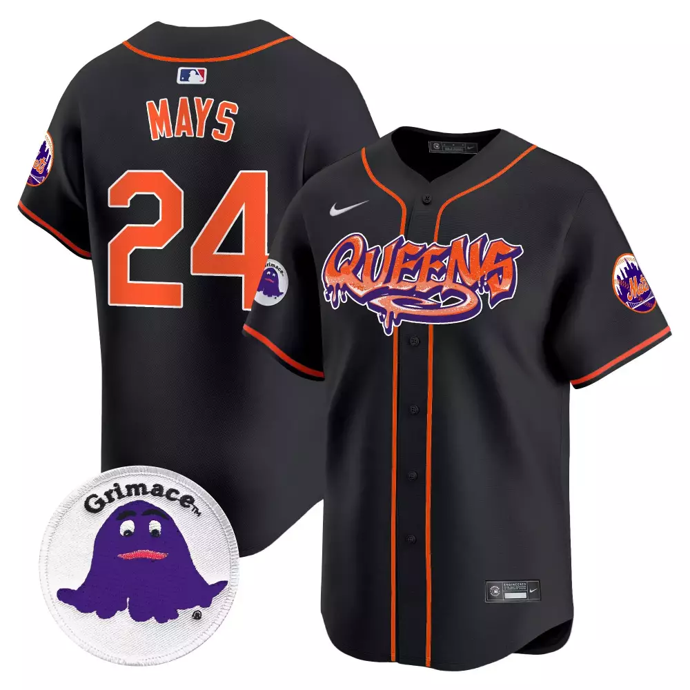Willie Mays 24 New York Mets Jersey Black Grimace Men Stitched Alternate Custom Design