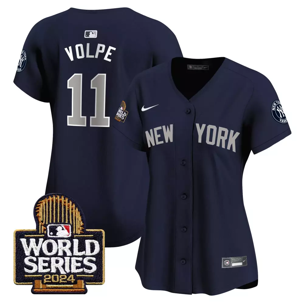 Anthony Volpe 11 New York Yankees Jersey Navy World Series 2024 Men Authentic White