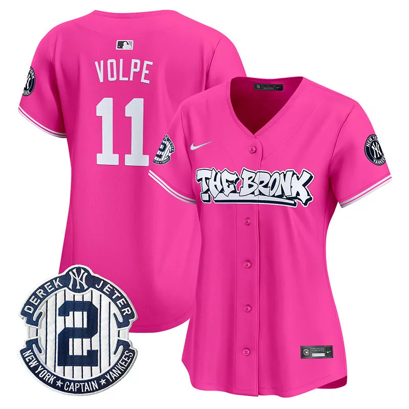 Anthony Volpe 11 New York Yankees Jersey Pink The Bronx Men Authentic White Vapor