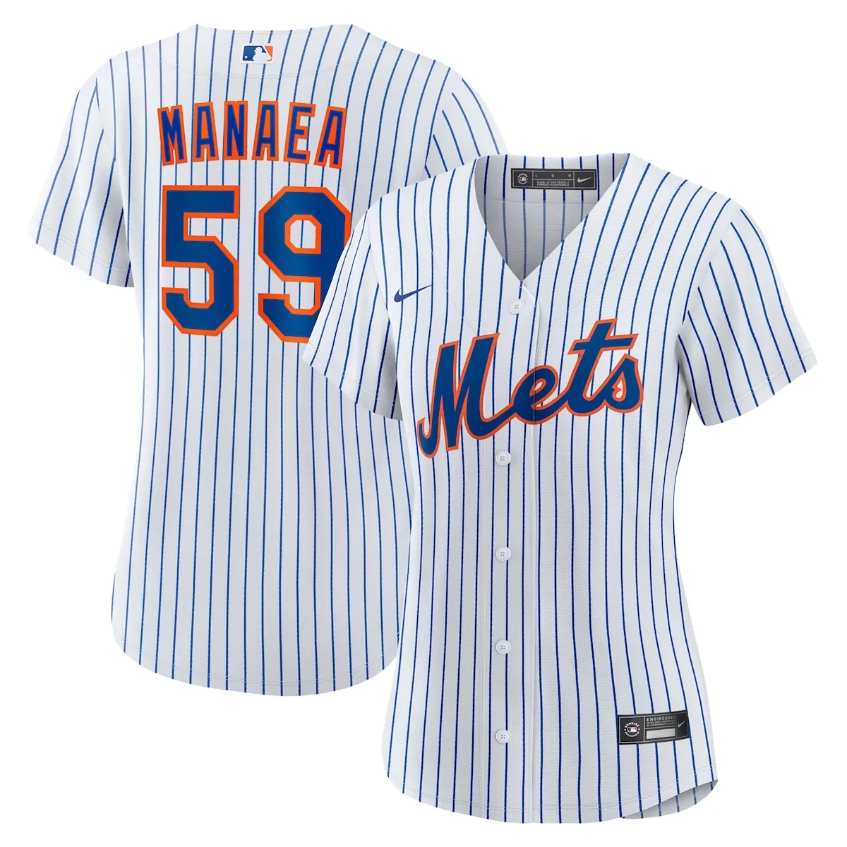 Sean Manaea 59 New York Mets Jersey White Women Authentic Blue Orange Home