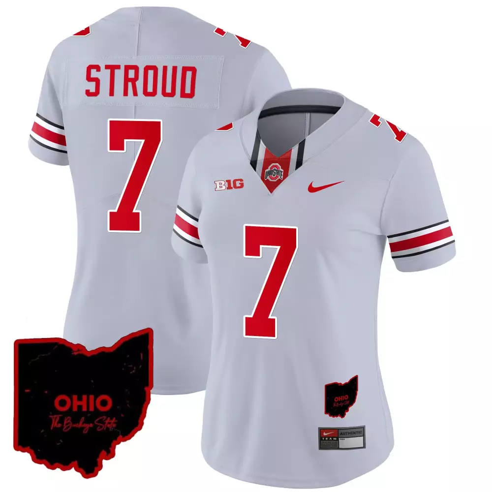 Stroud 7 Ohio State Buckeyes Jersey Grey The Buckeye Shape Men Authentic Alternate