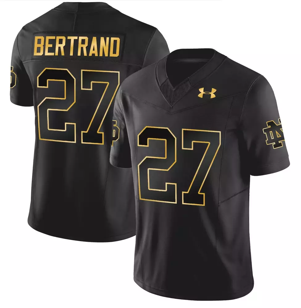 Jd Bertrand 27 Jersey Black Gothic Notre Dame Fighting Irish Men Stitched Gold Vapor