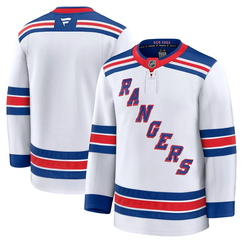 Custom New York Rangers Jersey White Men Premium Alternate Blue Red Away