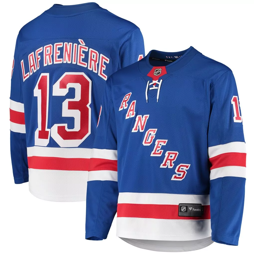 Alexis Lafreniere 13 Jersey Blue Null New York Rangers Men White Red Breakaway