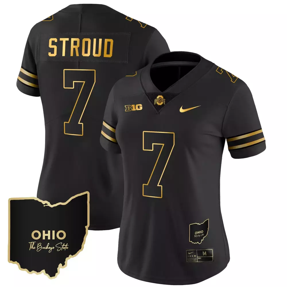 Cjstroud Ohio 7 Jersey Black State Buckeyes Women Stitched Gold Vapor Limited All