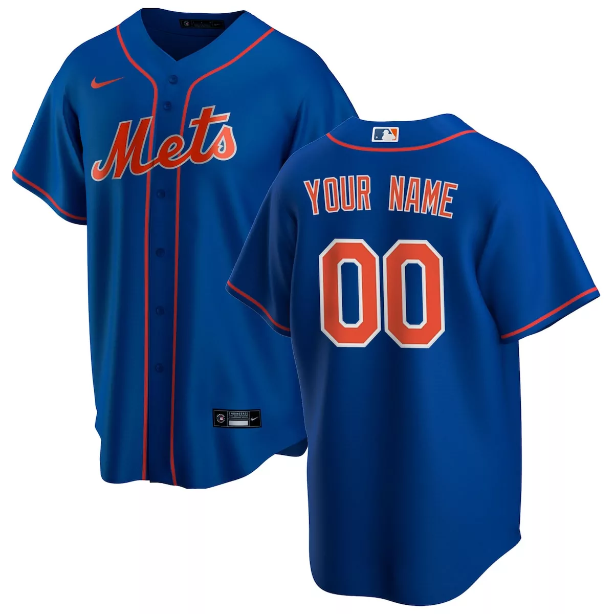 Custom New York Mets Jersey Royal Blue Men Authentic Orange White Alternate