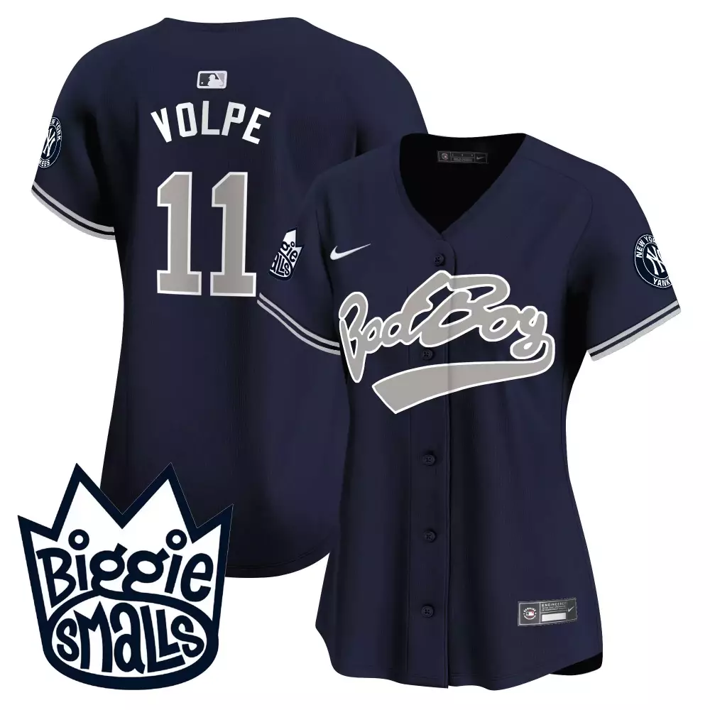 Anthony Volpe 11 New York Yankees Jersey Navy Biggie Smalls Men Authentic Gray White