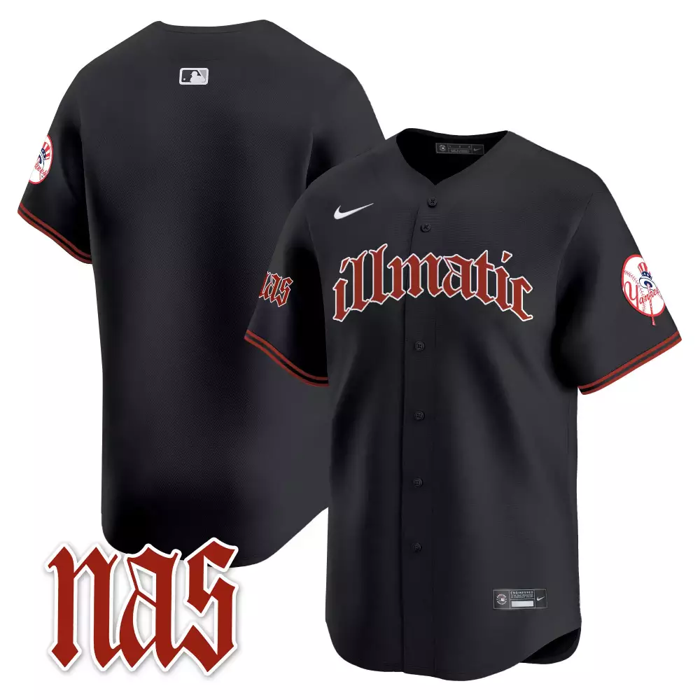Nas Illmatic New York Yankees Jersey Black Men Authentic Red White Vapor Premier