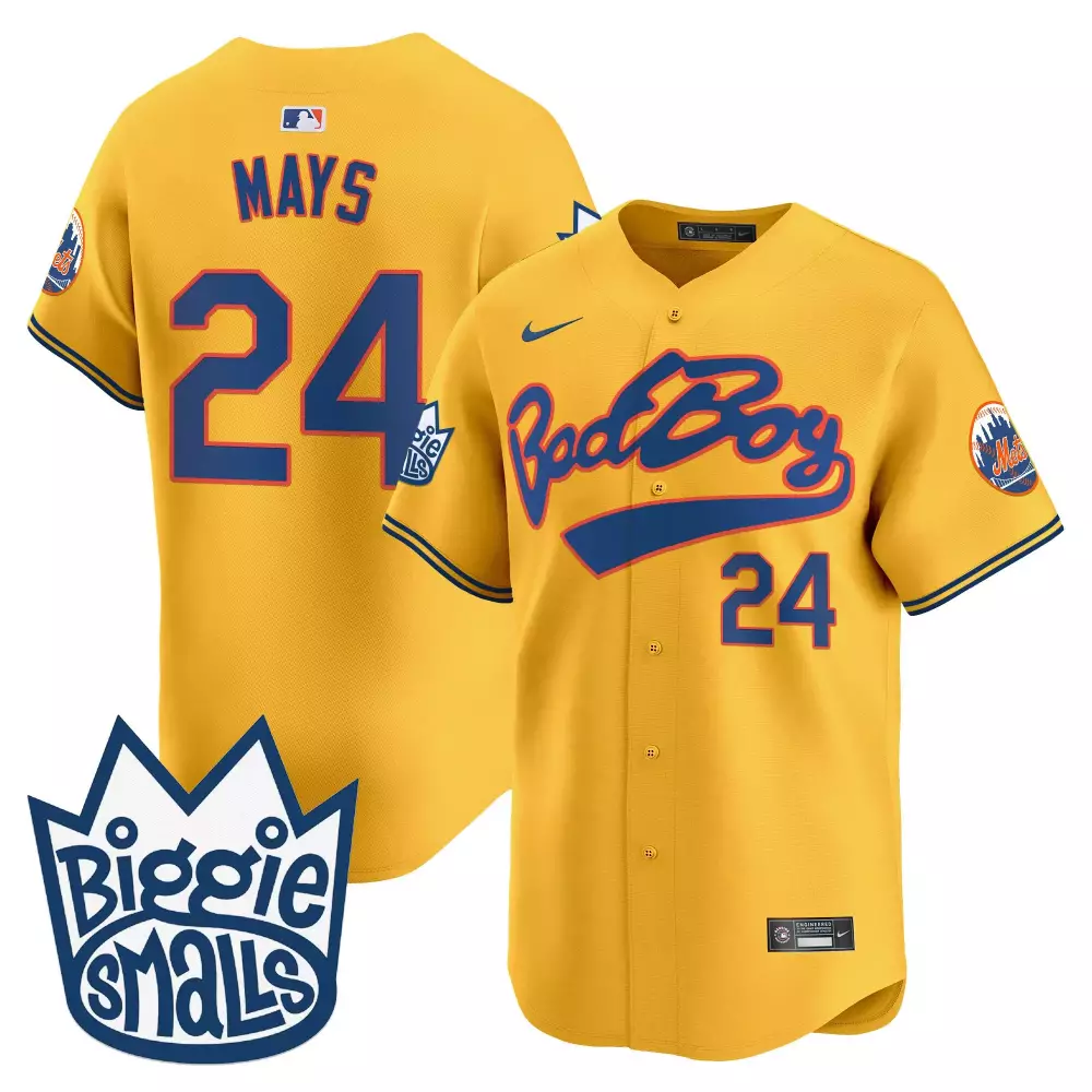 Willie Mays 24 New York Mets Jersey Yellow Bad Boy Men Authentic Alternate Blue White