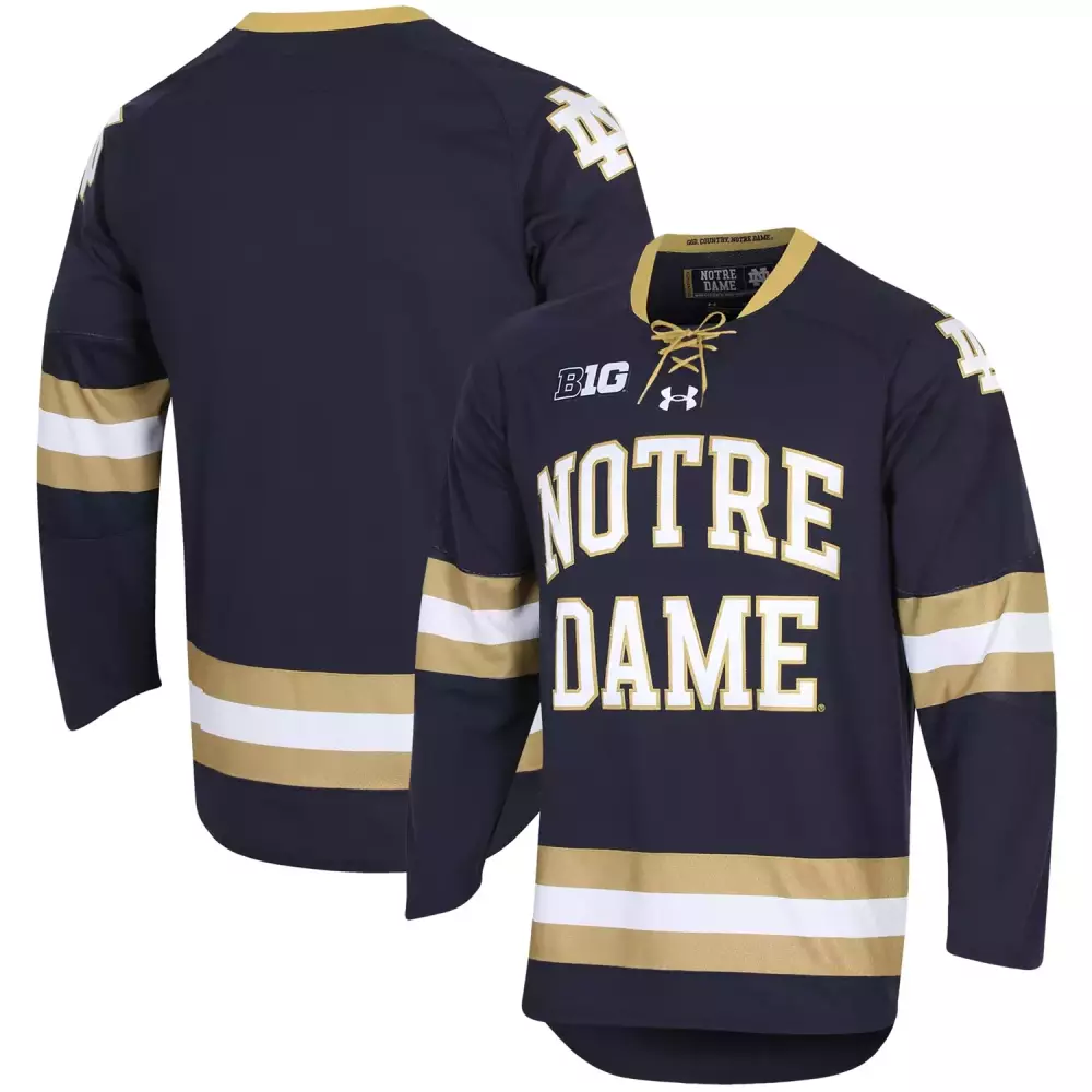 Hunter Dame Jersey Navy Blue Big Ten Notre Fighting Irish Men Replica Gold White