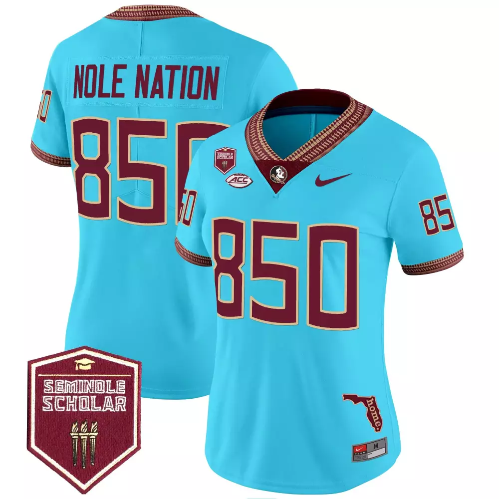 Custom Florida State Seminoles Jersey Light Blue Seminole Scholar Women Replica Alternate